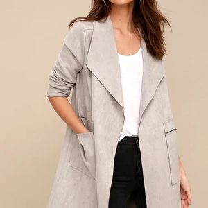 Lulus Light Grey Suede Jacket
